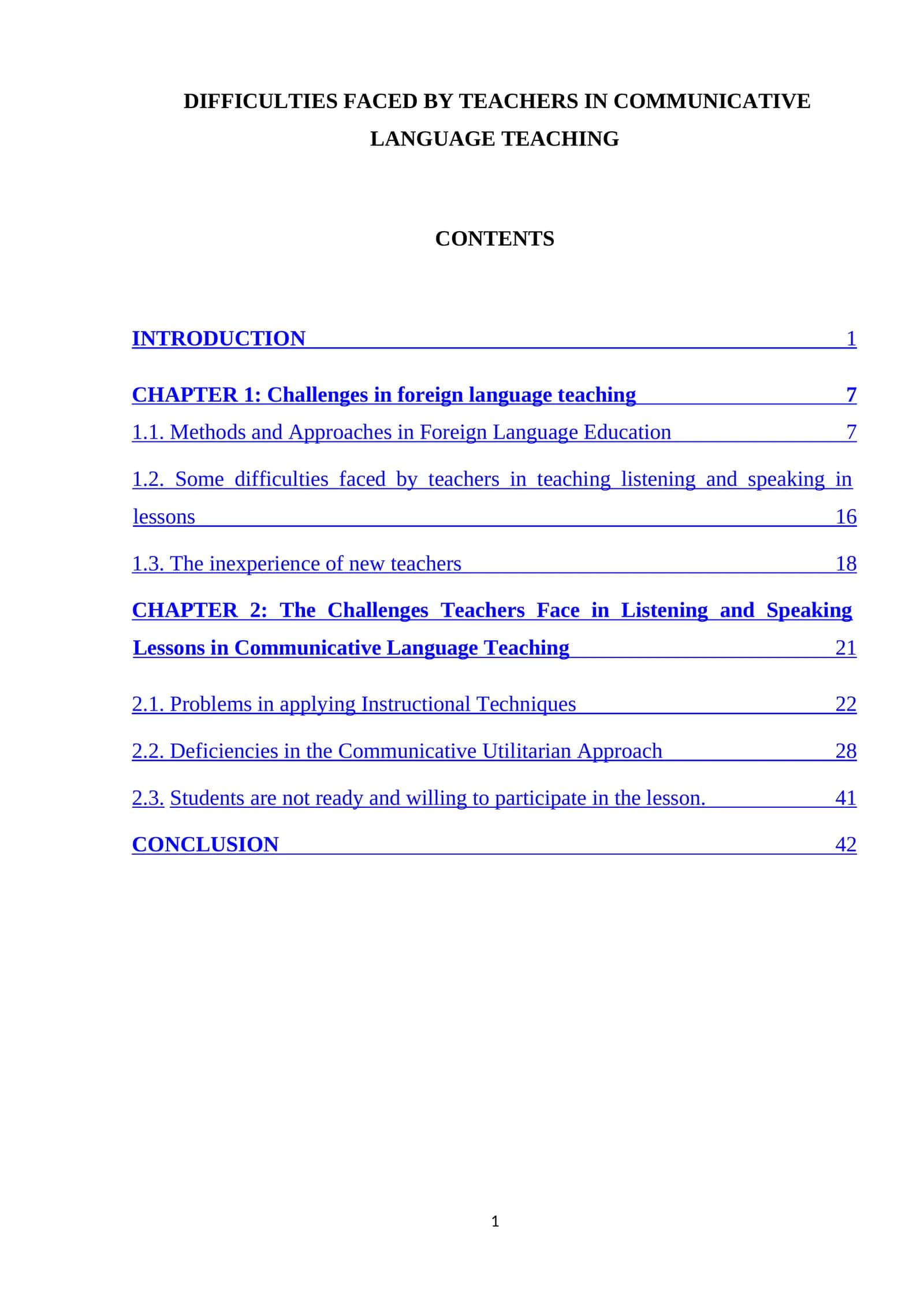 Difficulties Faced by Teachers in Communicative Language Teaching