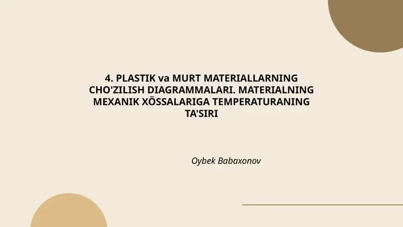 Plastik va Murt Materiallarning Cho'zilish Diagrammalari