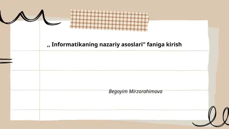 Informatikaning nazariy asoslari