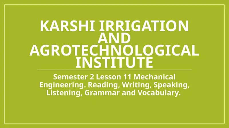Mechanical Engineering Lesson 11