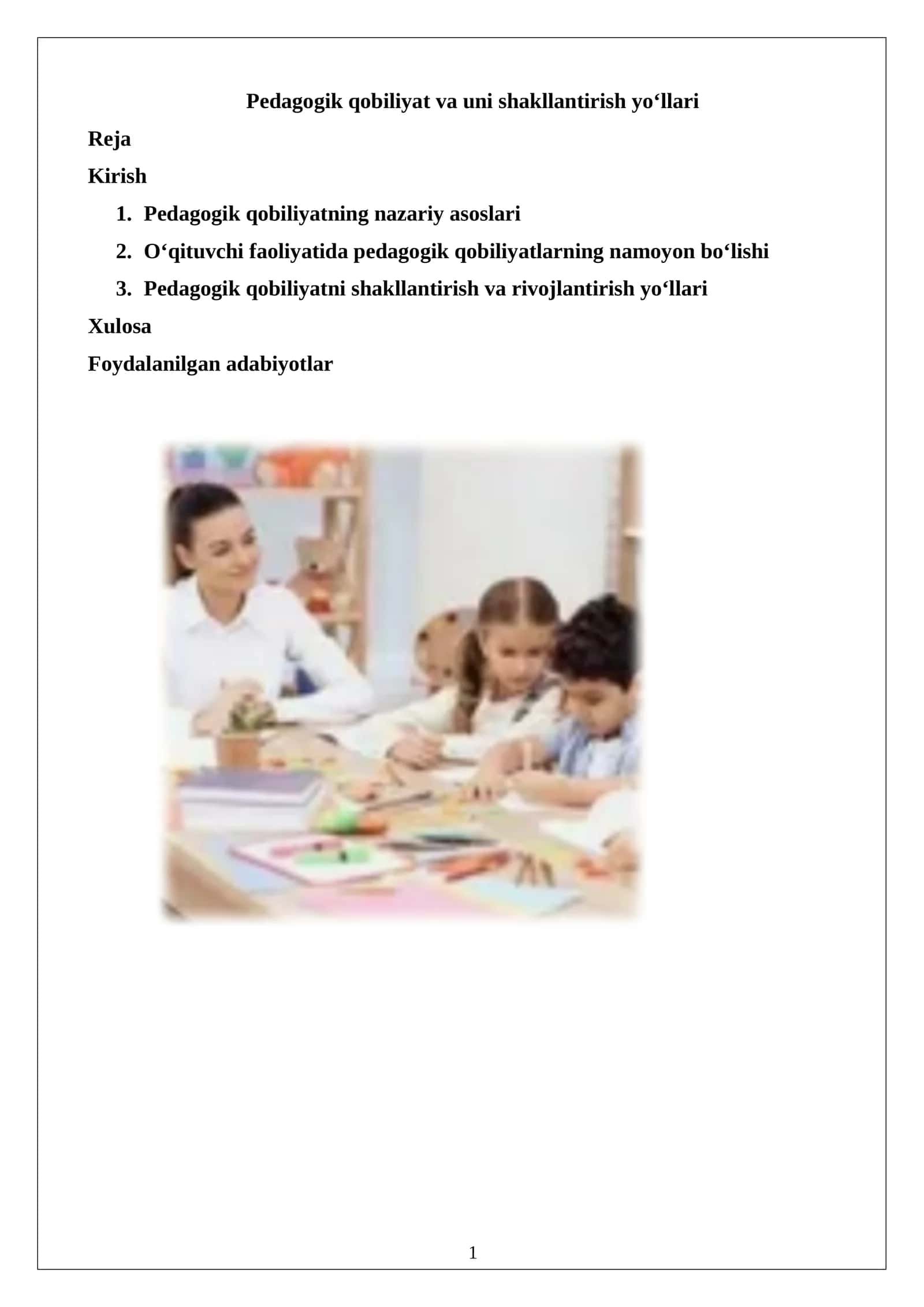 Pedagogik qobiliyat va uni shakllantirish yo‘llari