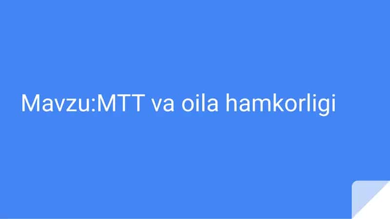 MTT va oila hamkorligi
