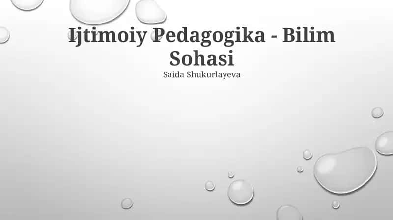 Ijtimoiy Pedagogika - Bilim Sohasi