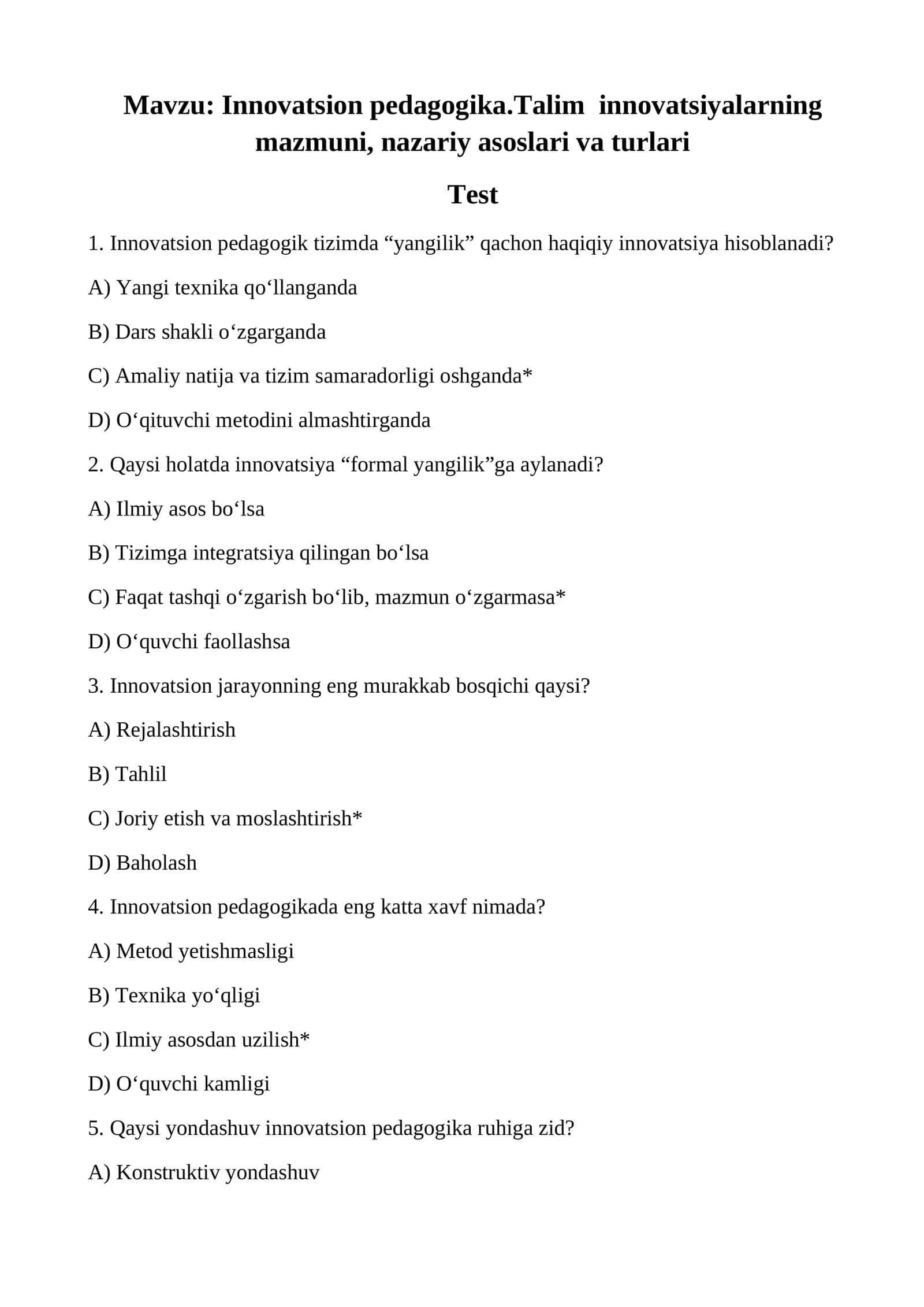 O'yin - maktabgacha yoshdagi bolalarning asosiy faoliyati sifatida test
