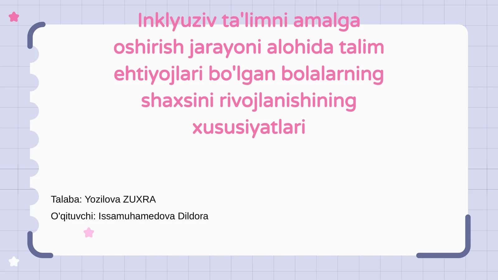 Inklyuziv ta'limni amalga oshirish jarayoni