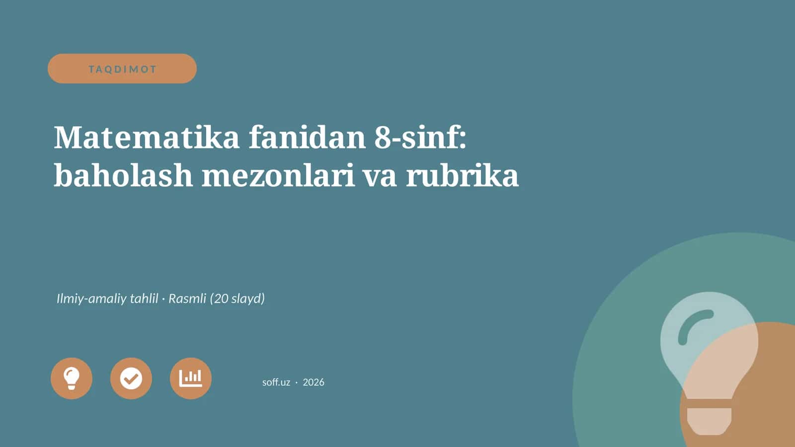 Matematika fanidan 8-sinf: baholash mezonlari va rubrika