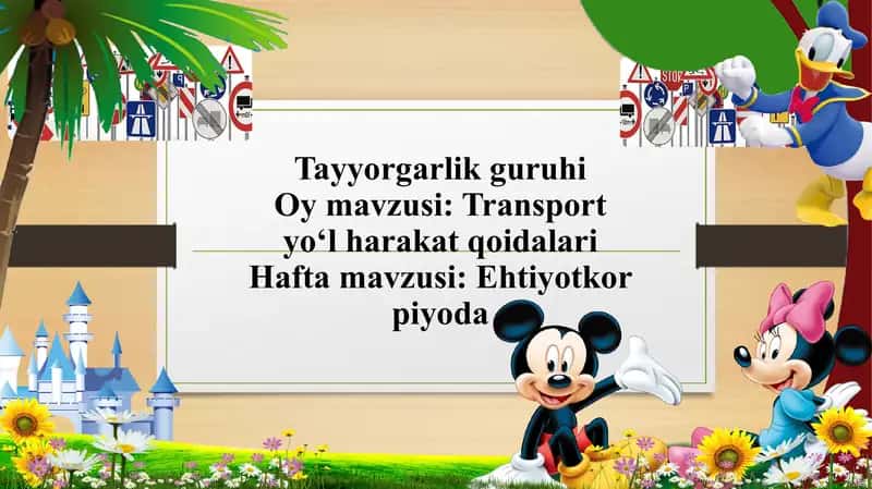 Transport yo‘l harakat qoidalari "Ehtiyotkor piyoda" MAVZUSIDA TAQDIMOT