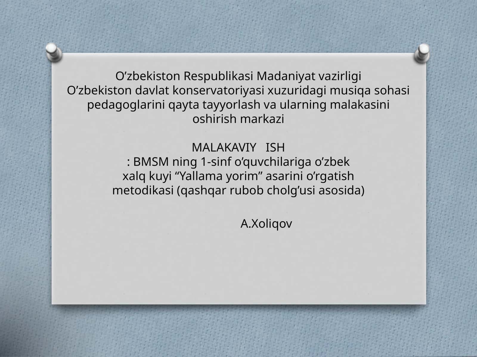 "Yallama yorim" asarini o'rgatish metodikasi