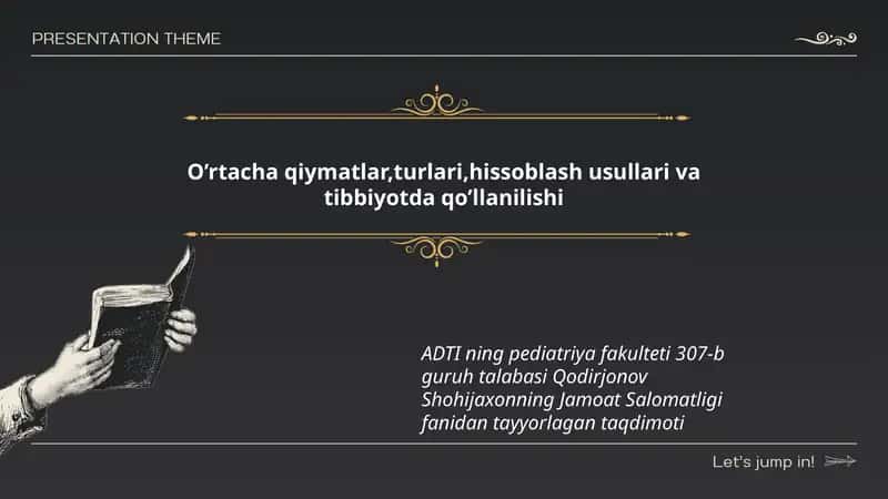 O’rtacha qiymatlar, turlari, hissoblash usullari va tibbiyotda qo’llanilishi