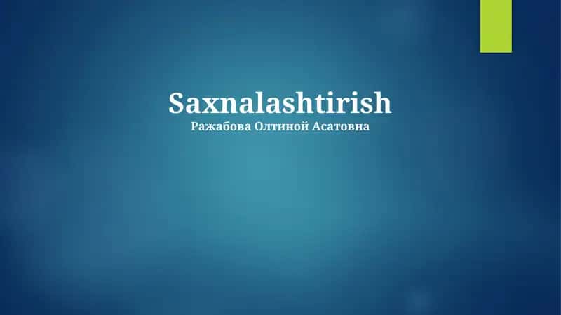 Saxnalashtirish