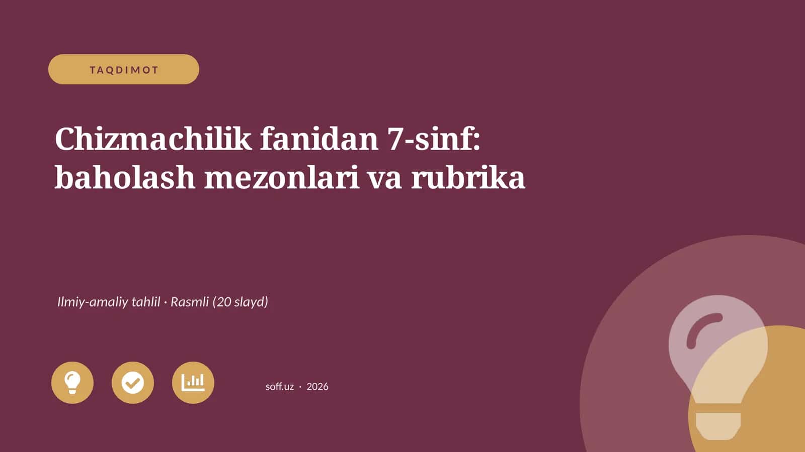 Chizmachilik fanidan 7-sinf: baholash mezonlari va rubrika