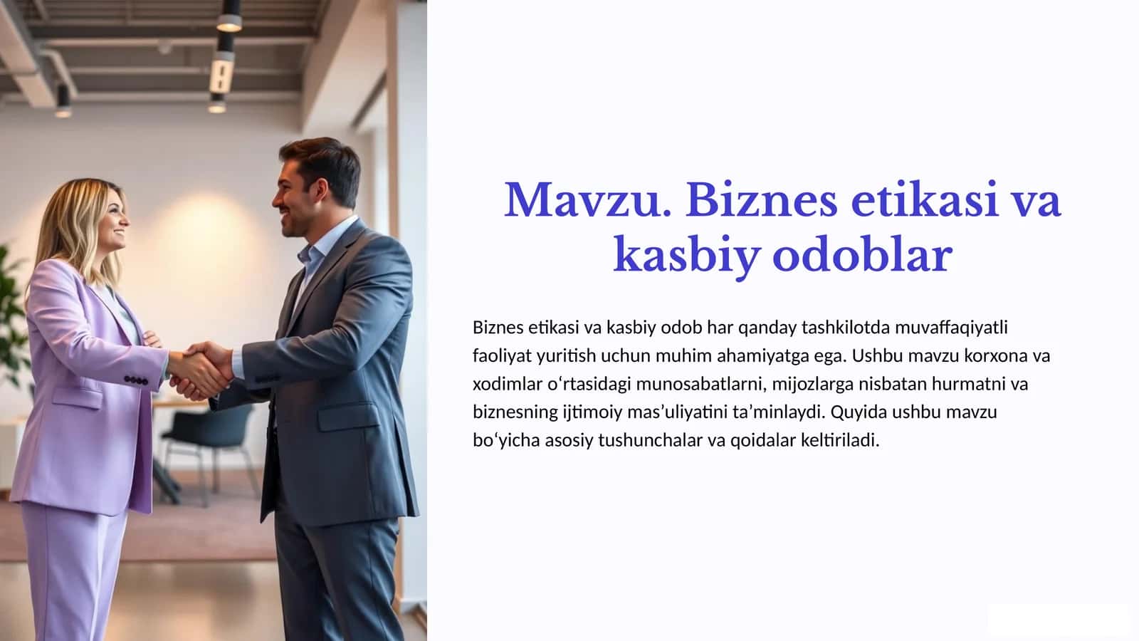 Biznes etikasi va kasbiy odoblar