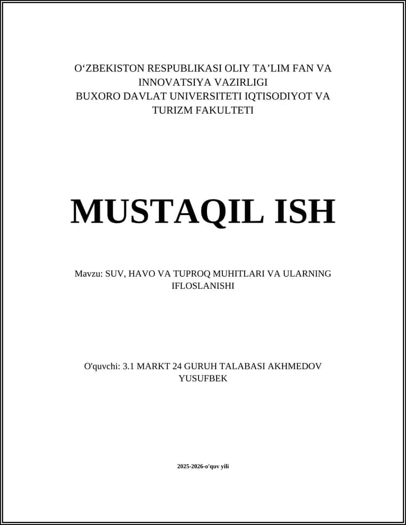 Suv muhitining ifloslanishi