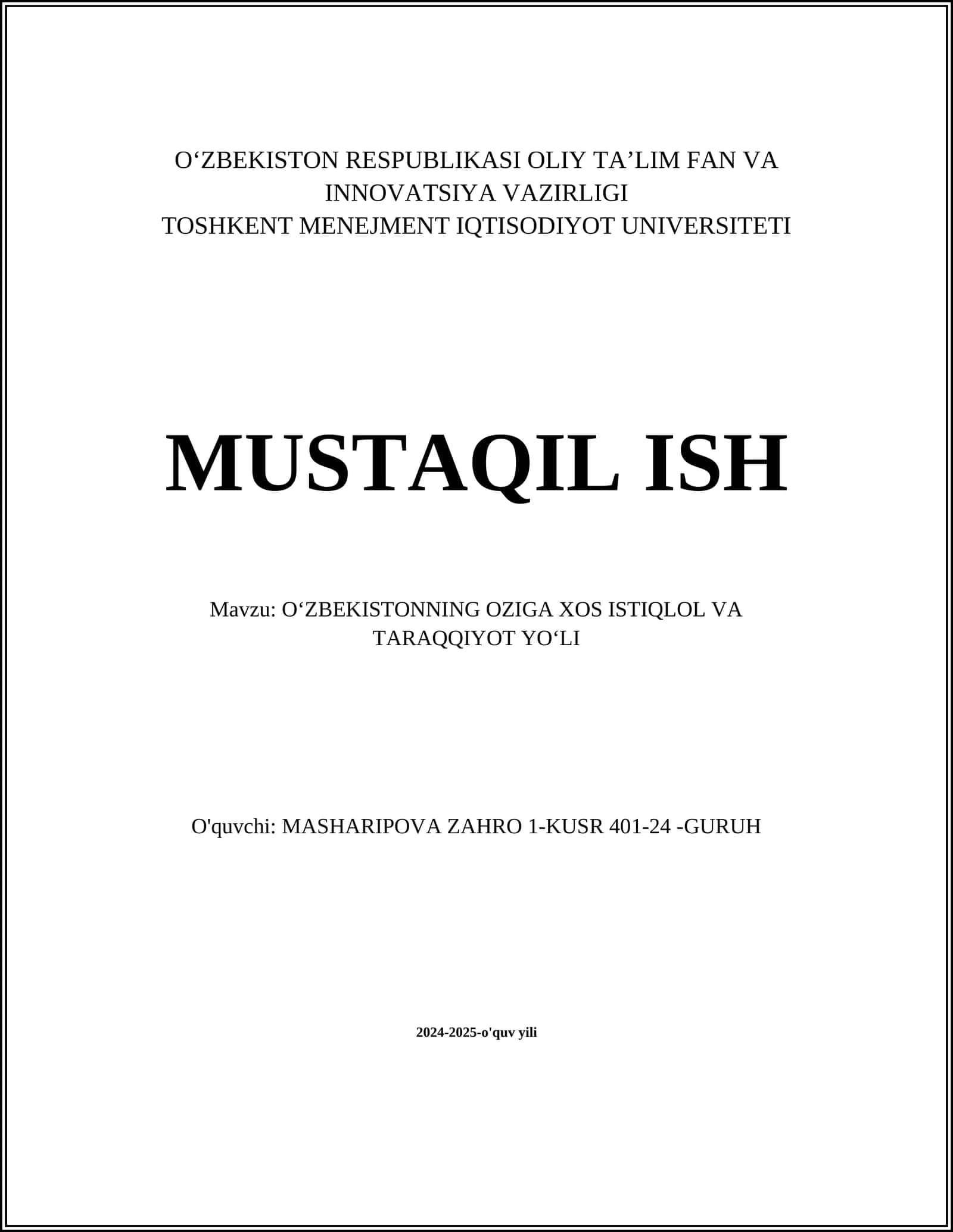 O‘zbekistonning Mustaqillik deklaratsiyasi