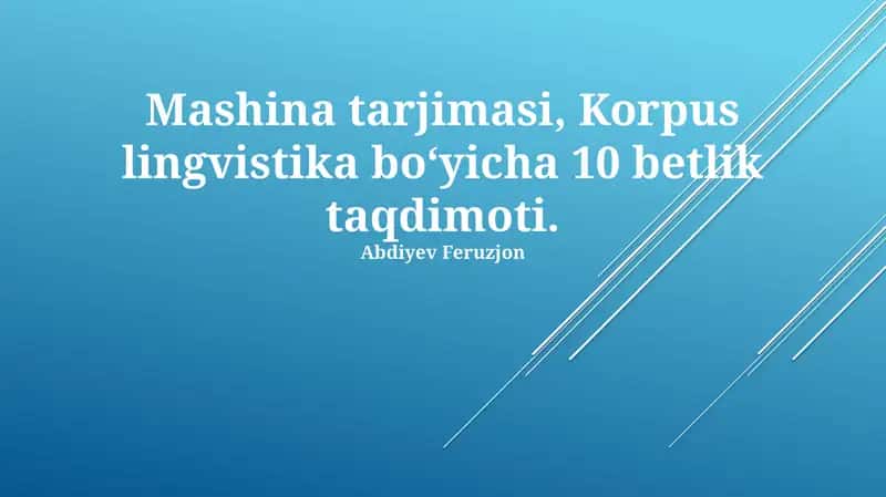 Korpus lingvistika va mashina tarjimasi