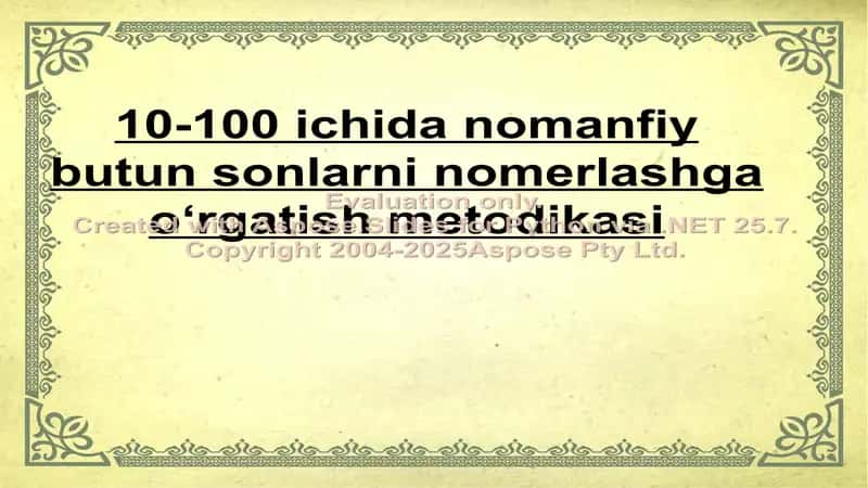 10-100 ichida nomanfiy butun sonlarni nomerlashga oʻrgatish metodikasi