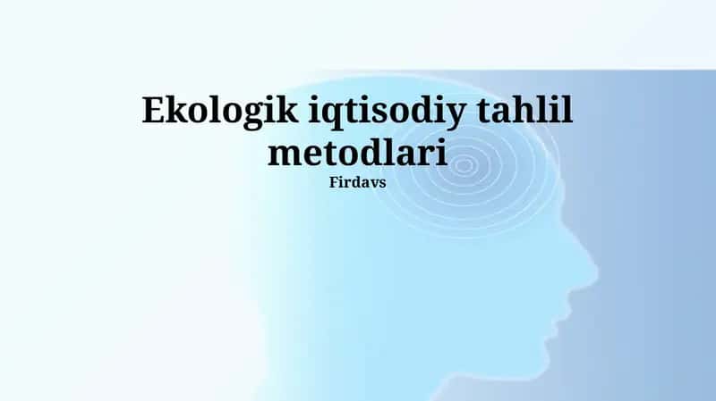 Ekologik iqtisodiy tahlil metodlari