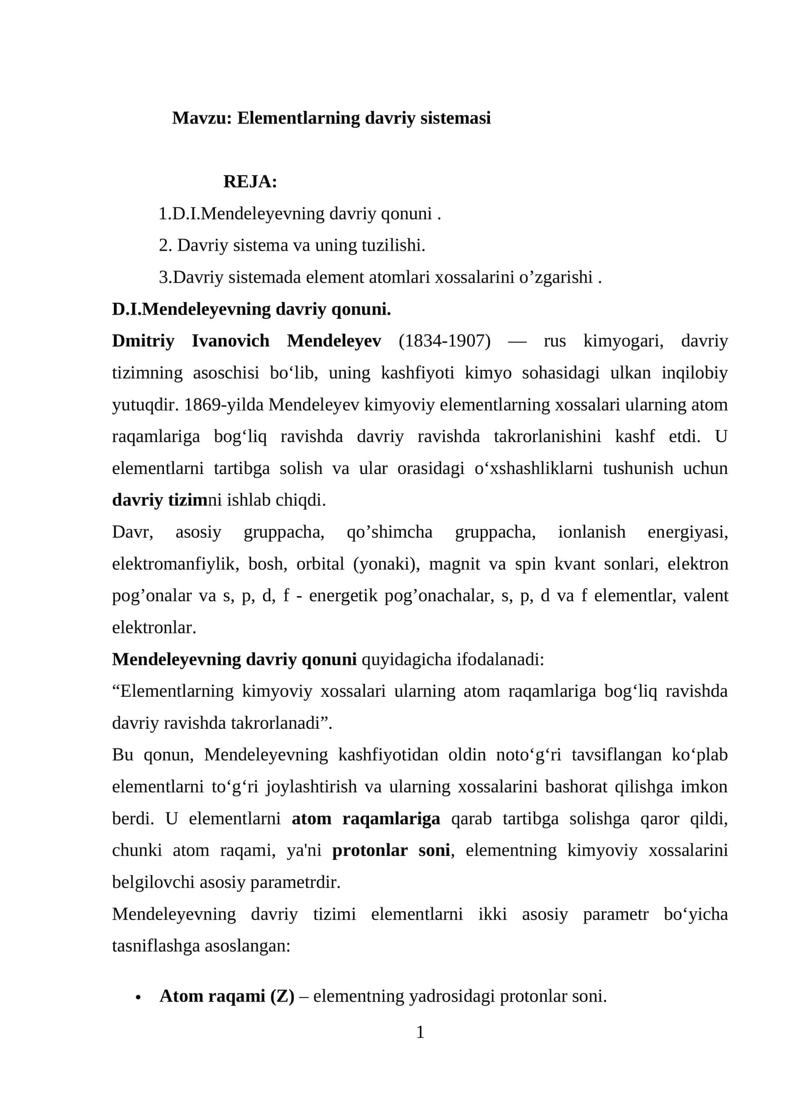 Elementlarning davriy sistemasi