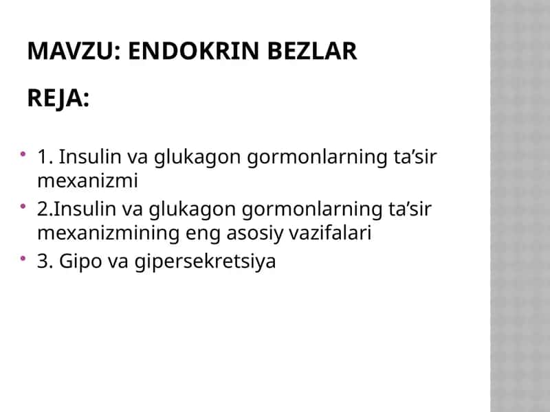 Insulin va Glyukagonning Ta'sir Mekanizmi