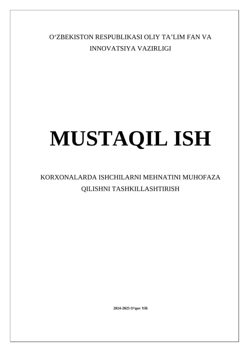Mehnat Muhofazasi Korxonalarda