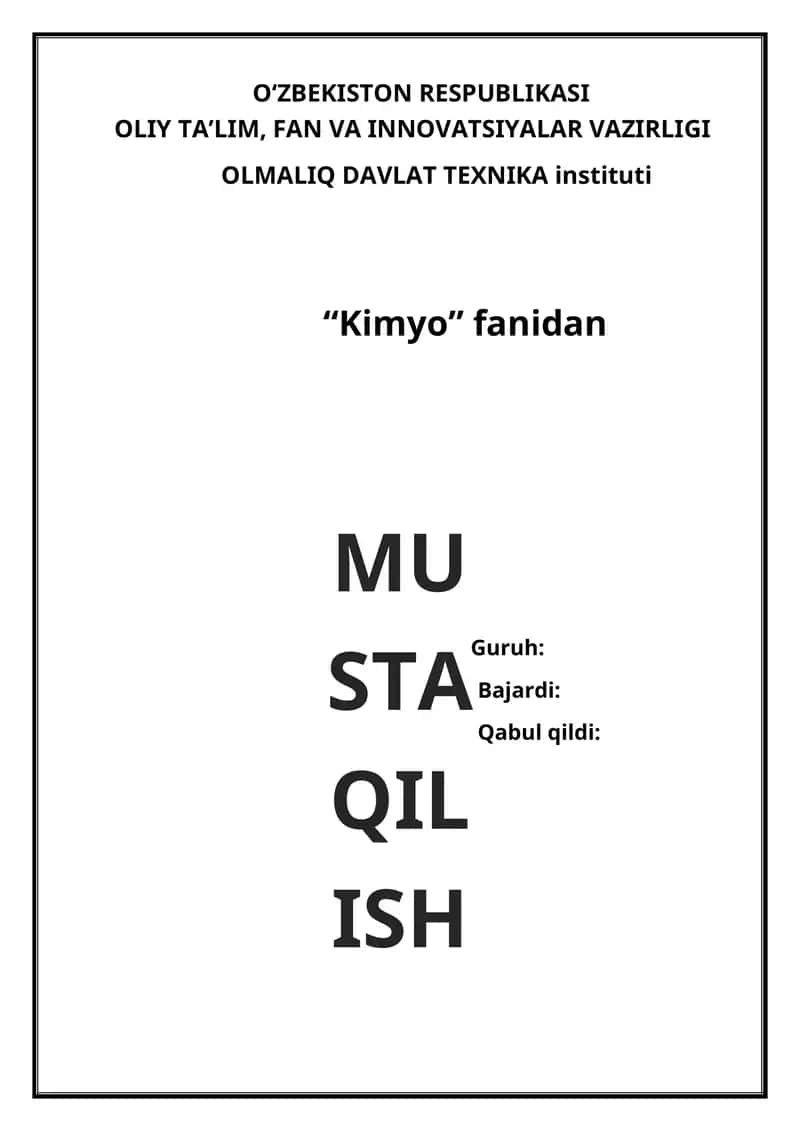 Davriy sistemaning V-B guruh elementlari