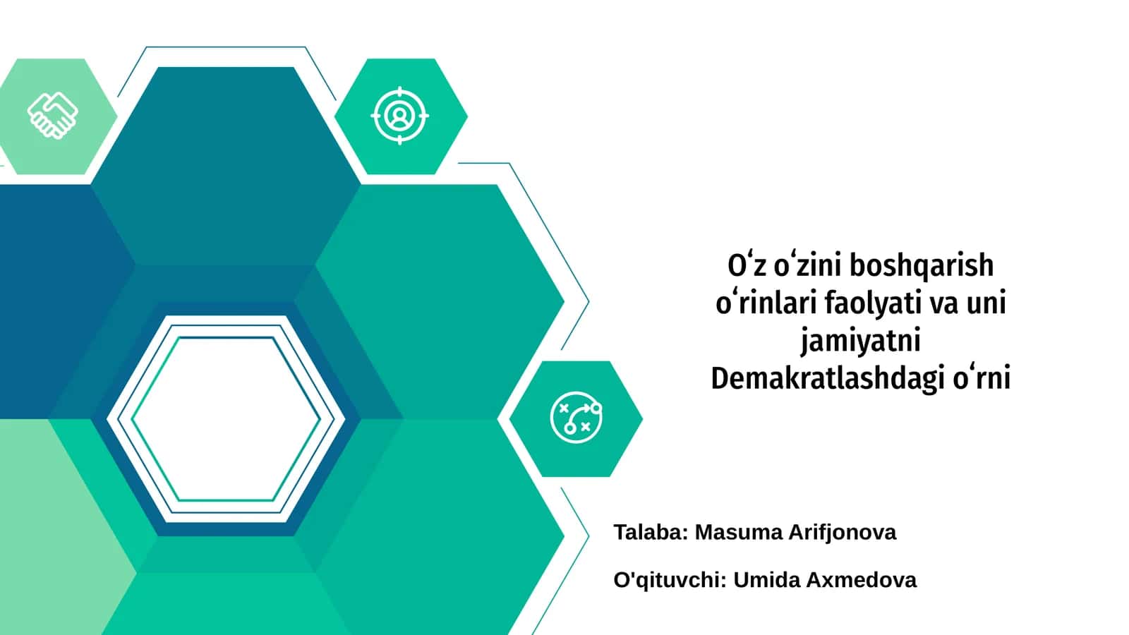 Oʻz oʻzini boshqarish oʻrinlari faolyati va uni jamiyatni Demokratlashdagi oʻrni