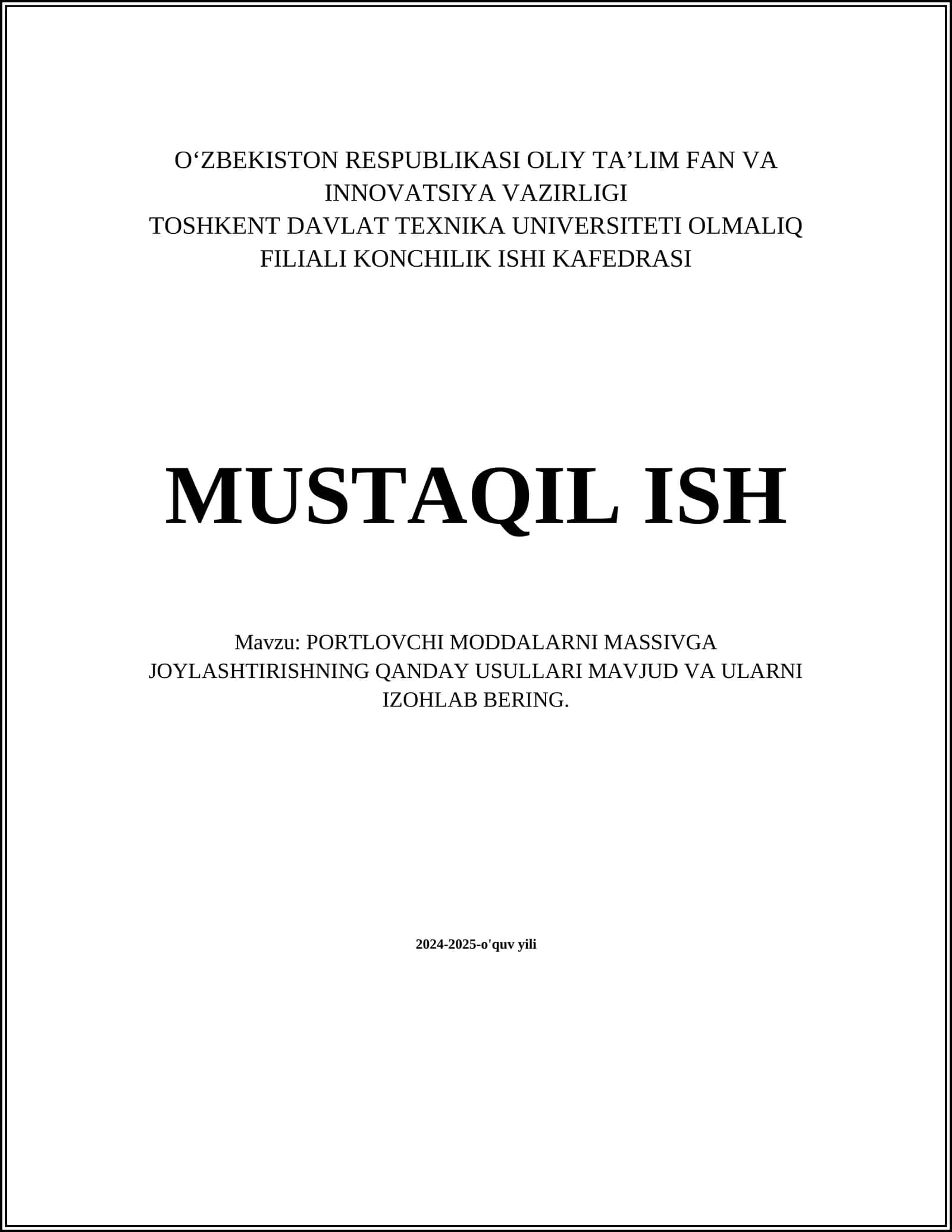 PORTLOVCHI MODDALARNI MASSIVGA JOYLASHTIRISHNING QANDAY USULLARI