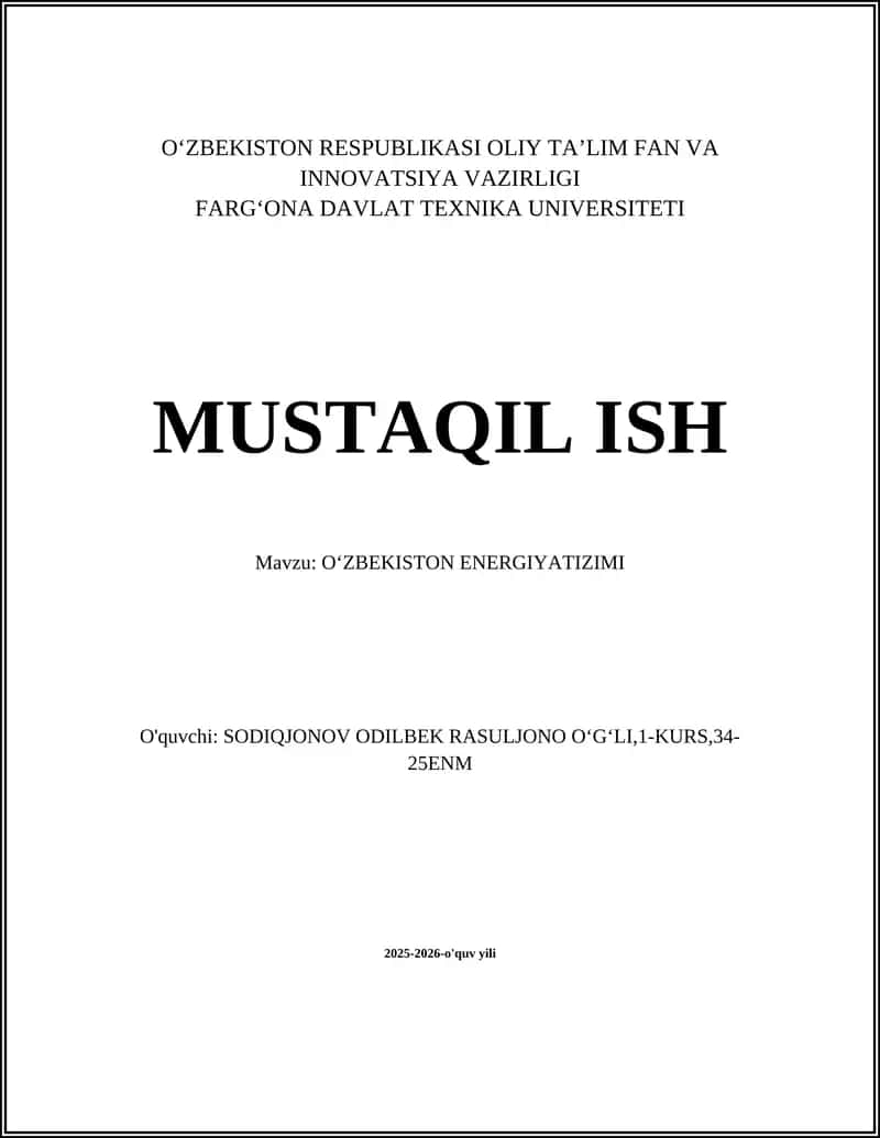 O‘ZBEKISTON ENERGIYATIZIMI