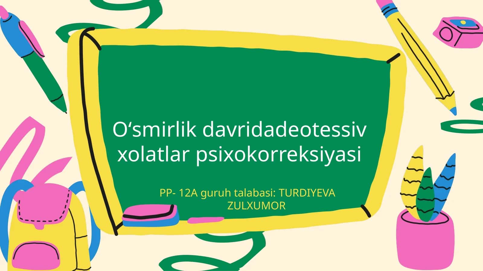 Oʻsmirlik davridadeotessiv xolatlar psixokorreksiyasi