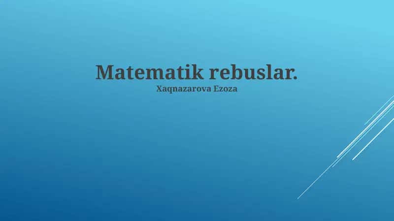Matematik Topshırıqlar Dünyosı
