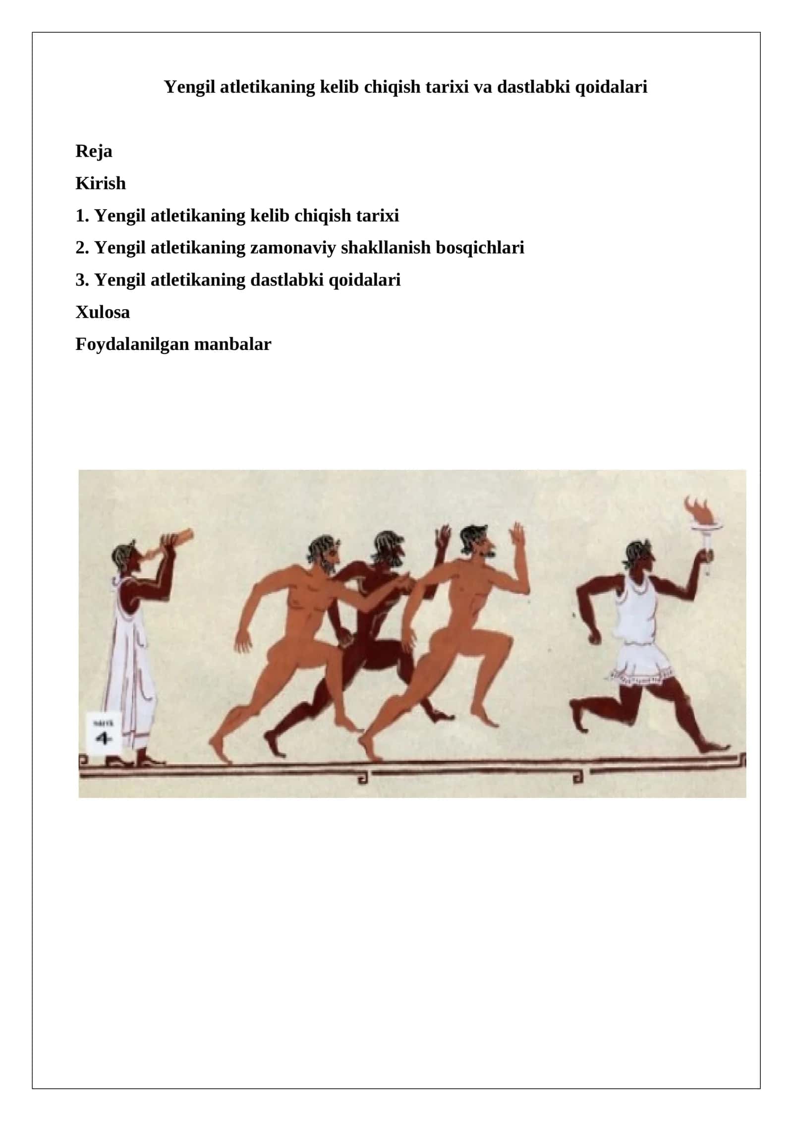 Yengil atletikaning kelib chiqish tarixi va dastlabki qoidalari