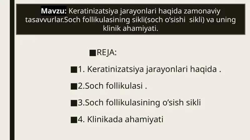 Keratinizatsiya jarayonlari haqida