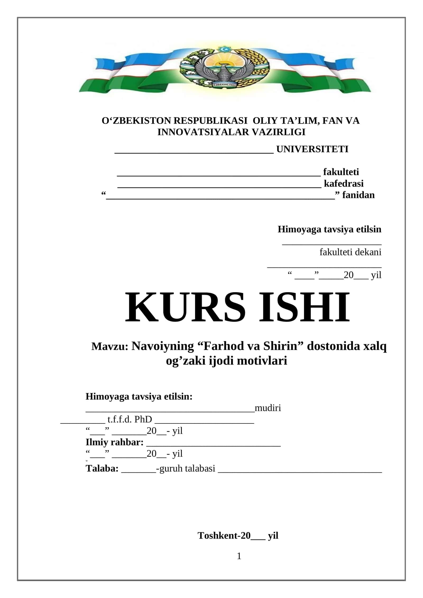 Navoiyning “Farhod va Shirin” dostonida xalq og’zaki ijodi motivlari