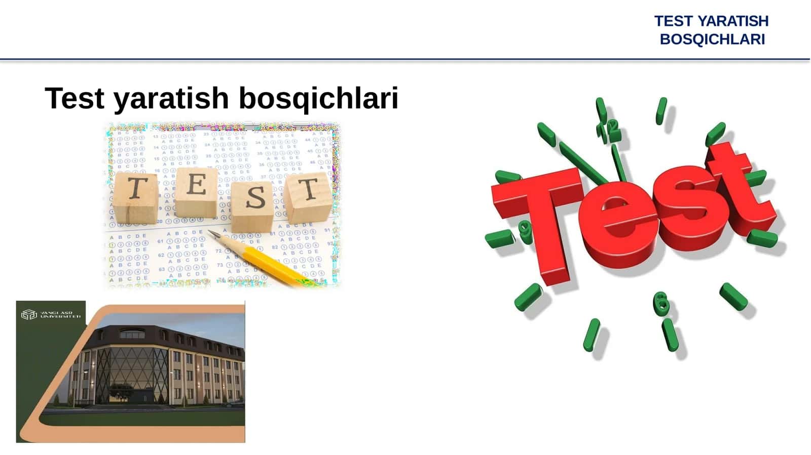 Test yaratish bosqichlari