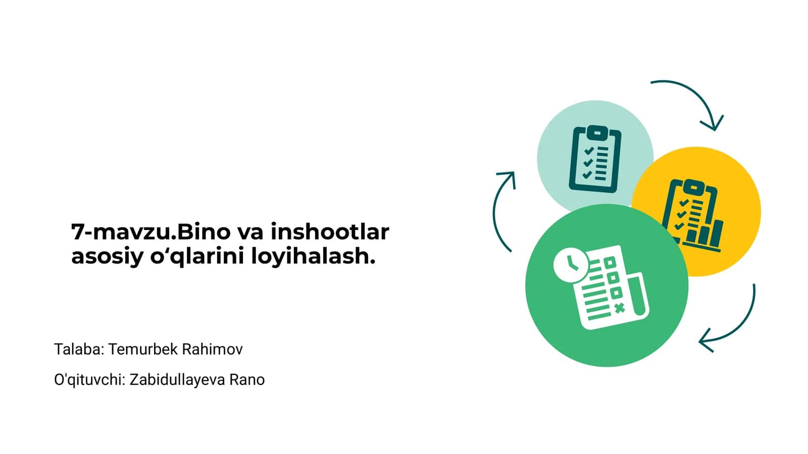 Bino va inshootlar asosiy o‘qlarini loyihalash