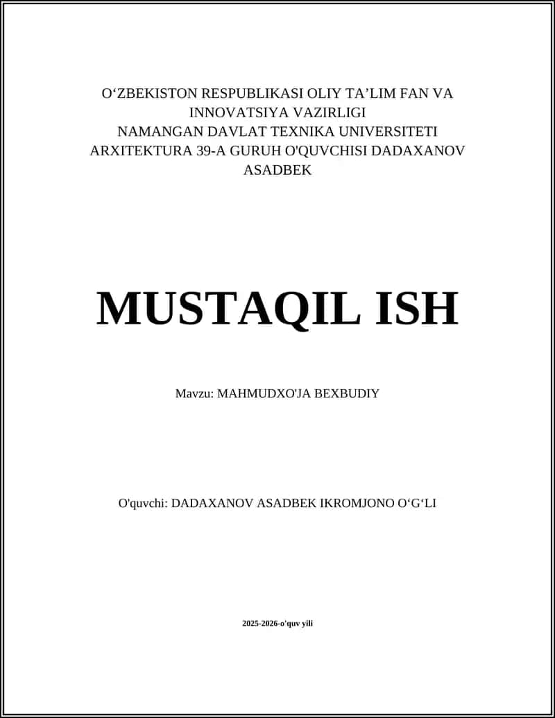 MAHMUDXO'JA BEXBUDIY