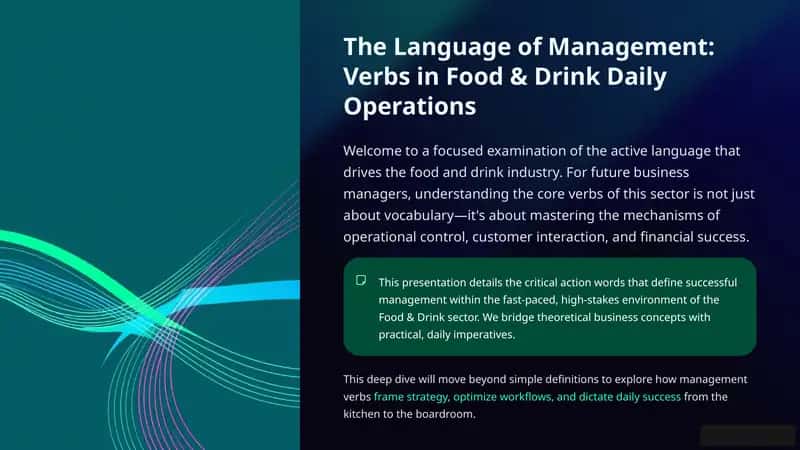 The Language of Management: Verbs in Food & Drink Daily Operations