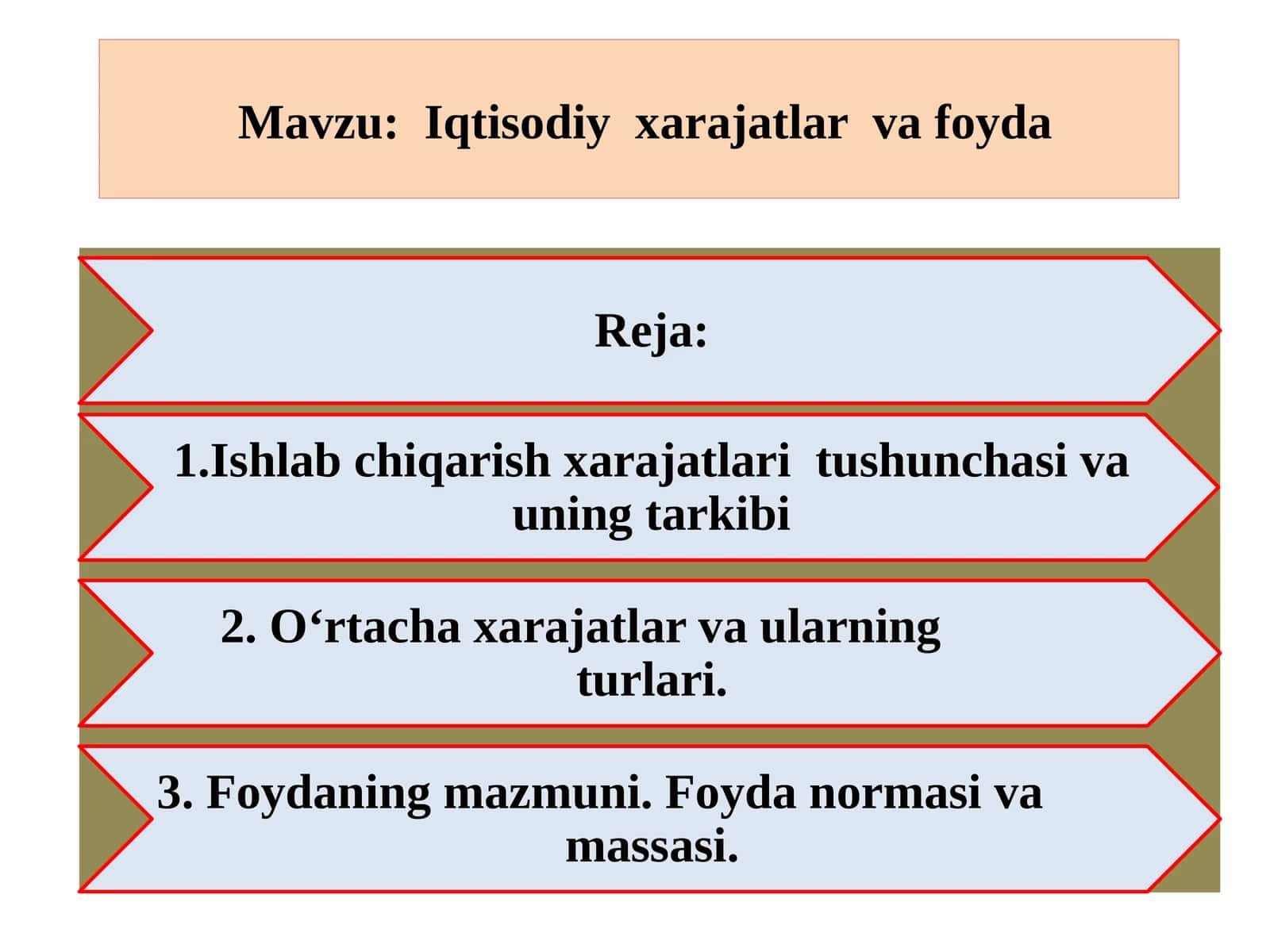 Ishlabchiqarish xarajatlari va foyda