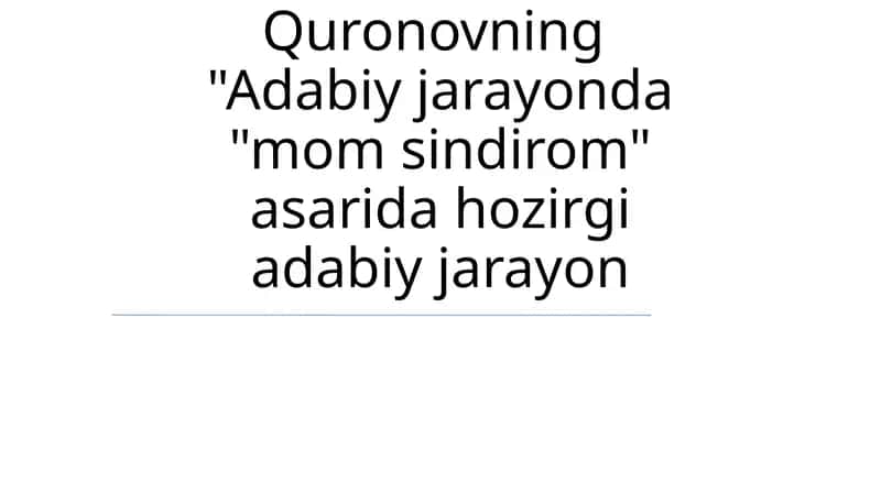 Ona Sindromi Tahlili