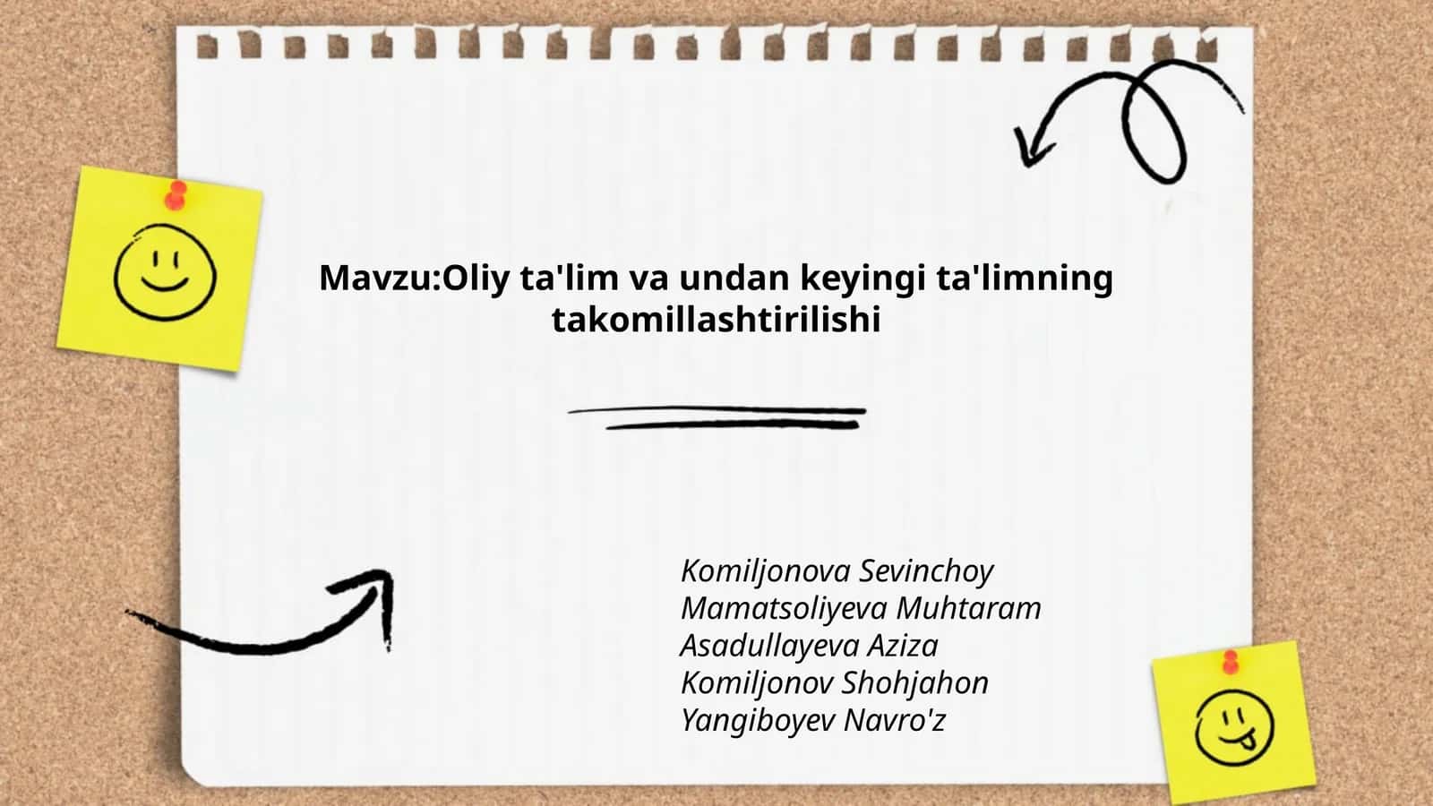 Oliy ta'lim va undan keyingi ta'limning takomillashtirilishi