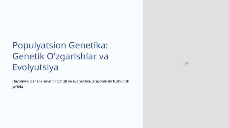 Populyatsion Genetika: Genetik O'zgarishlar va Evolyutsiya