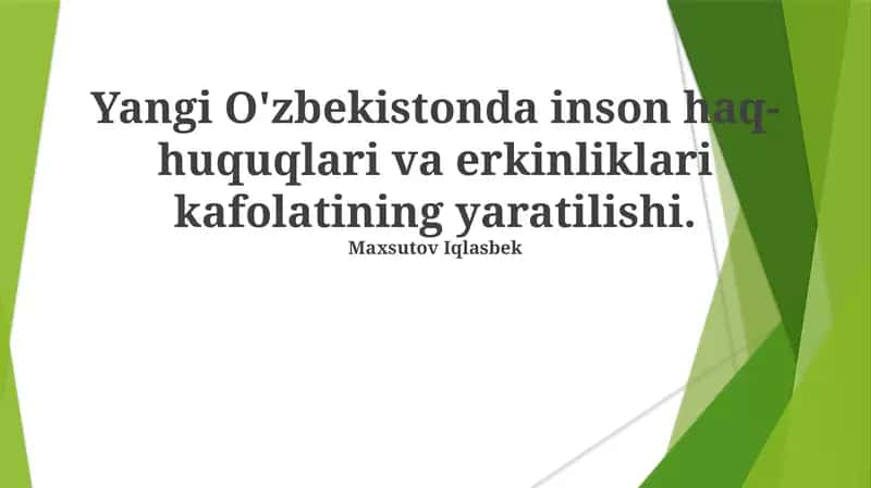 Yangi O'zbekistonda inson haq-huquqlari va erkinliklari kafolatining yaratilishi