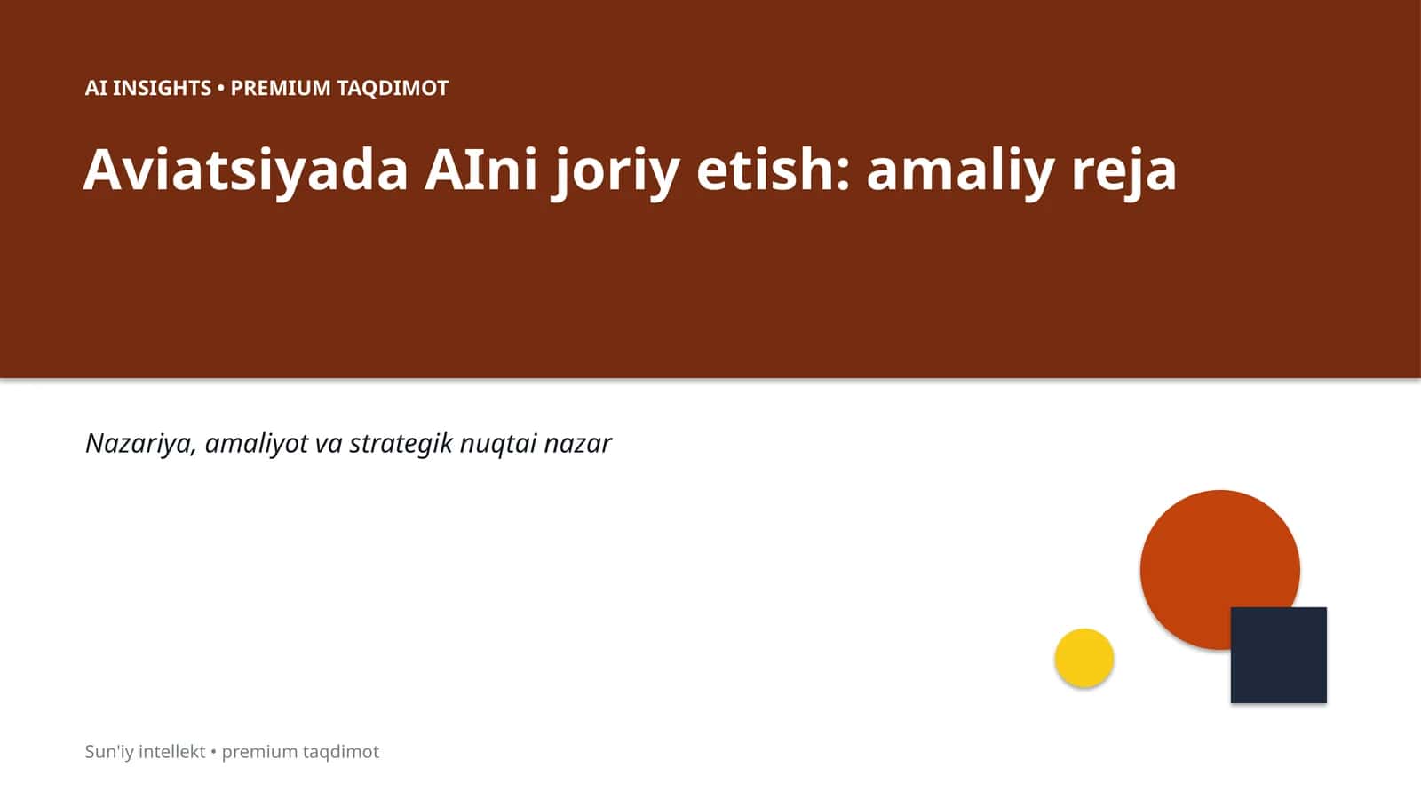 Aviatsiyada AIni joriy etish: amaliy reja