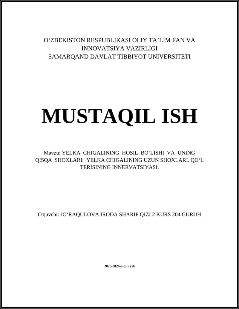 YELKA CHIGALINING HOSIL BO‘LISHI VA UNING QISQA SHOXLARI