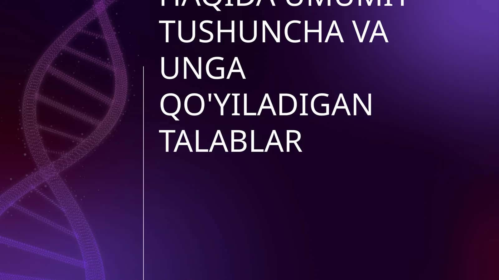 XO'JALIK HISOBI HAQIDA UMUMIY TUSHUNCHA VA UNGA QO'YILADIGAN TALABLAR