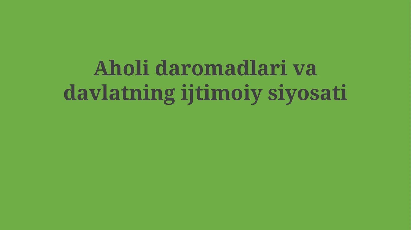 Daromadlar taqsimoti va kambag'allik
