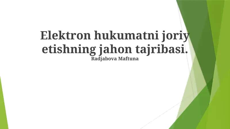 Elektron hukumatni joriy etishning jahon tajribasi