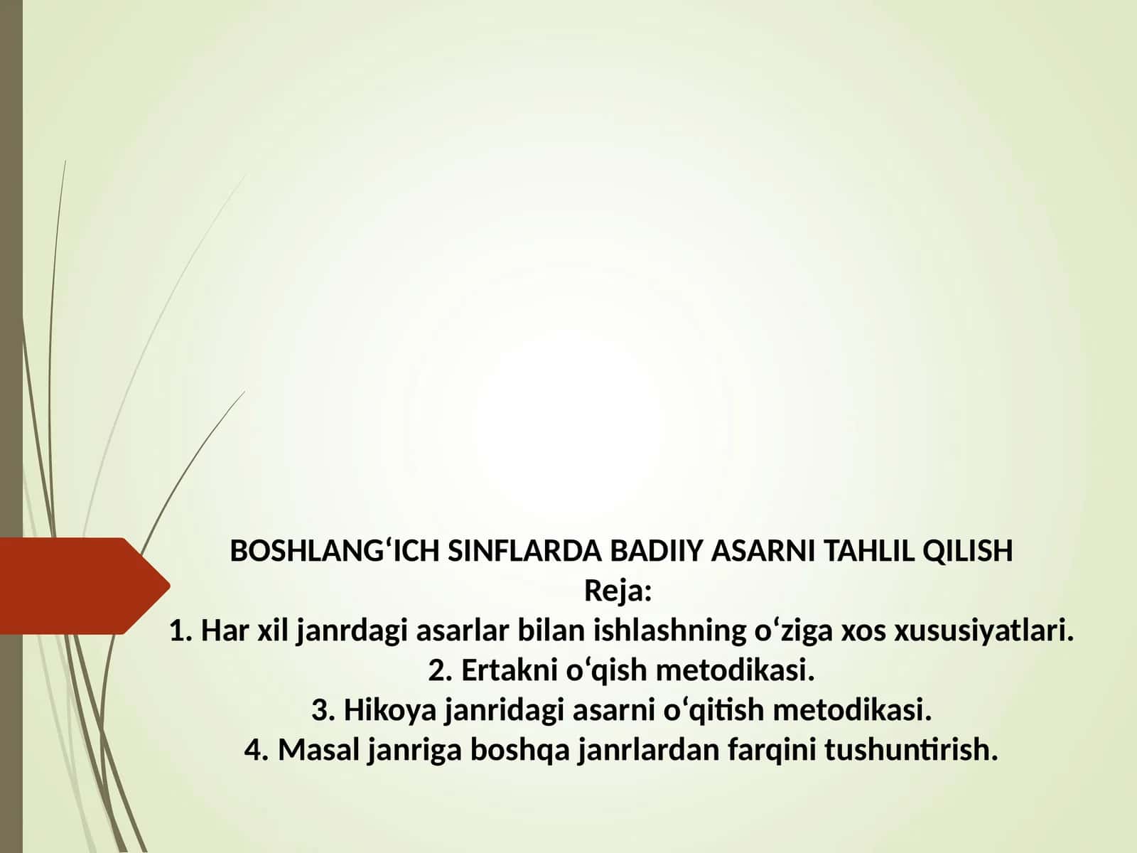 BOSHLANG‘ICHSINFLARDA BADIIY ASARNI TAHLIL QILISH