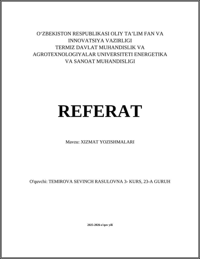 Xizmat Yozishmalari