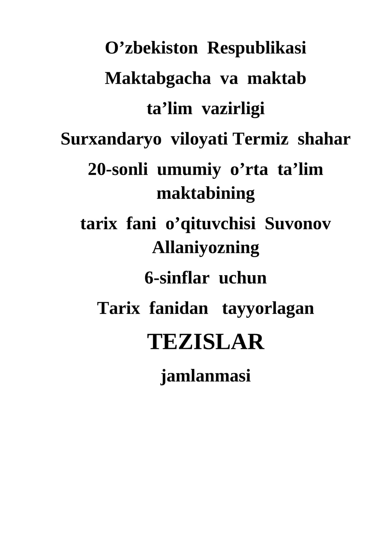 TEZISLAR jamlanmasi